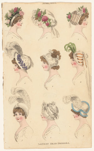 Magazine of Female Fashions of London and Paris, April 1800, London Head Dresses, Richard Phillips, 1800 Canvas Print