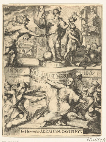 Title page for the Hollandsche Mercurius about the year 1687, Romeyn de Hooghe (attributed to), 1688 Canvas Print