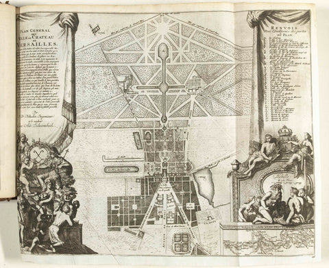 Map of the castle and gardens of Versailles, 1726, Adriaen Schoonebeek, 1726 Canvas Print