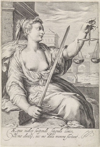 Justice (Justitia), Jacob Matham, 1597 Canvas Print