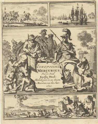 Minerva en Mercurius, omringd door spelende kinderen, Jan Luyken, 1693 Canvas Print