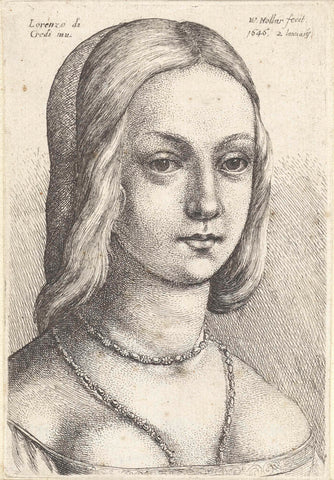 Head of a woman with the hair in an intermediate parting, Wenceslaus Hollar, 1646 Canvas Print