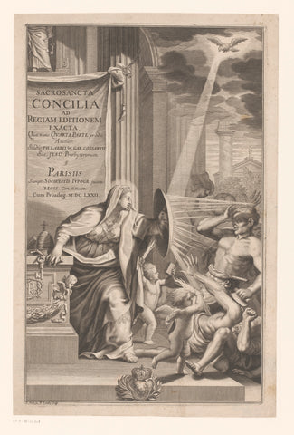 Personification of the church that drives the gentiles out, Pierre Landry, 1672 Canvas Print