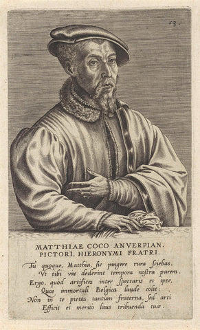 Portrait of the painter Matthys Cock, Johannes Wierix (rejected attribution), 1572 Canvas Print