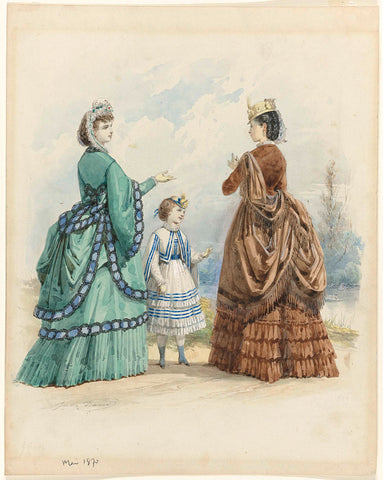 Two women and a girl, Mai 1870, Jules David (1808-1892), 1870 Canvas Print