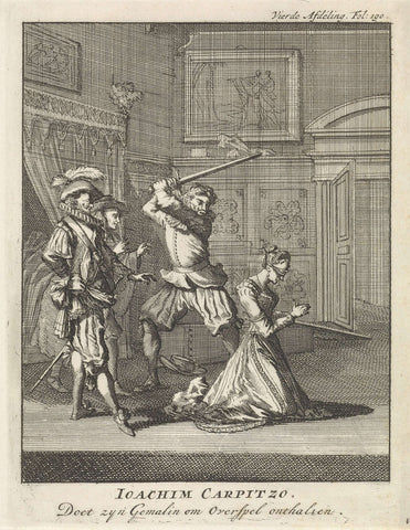 Joachim von Carpzov orders the beheading of his wife, 1623, Jan Luyken, 1699 Canvas Print