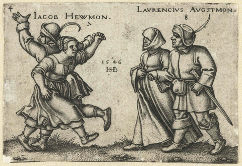 Dancing Peasant Couples, Hans Sebald Beham, 1546 Canvas Print