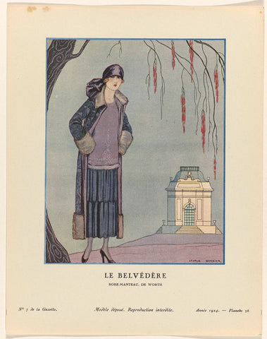 Gazette du Bon Ton. Art- Modes & Frivolités, 1924 - No. 7 : Le Belvédère / Robe-Manteau, by Worth, George Barbier, 1924 Canvas Print