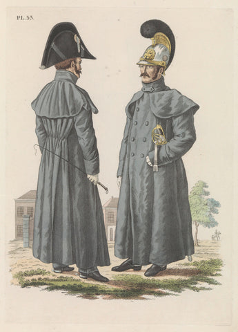 Officier der Kurassiers, in kleine tenue met den manteljas, en Kurassier in kit met den manteljas, Dirk Sluyter (attributed to), 1826 Canvas Print