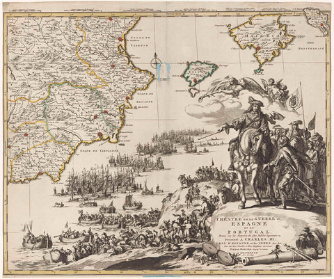 Map of Spain and Portugal, c. 1703, Jan Luyken, 1703 Canvas Print