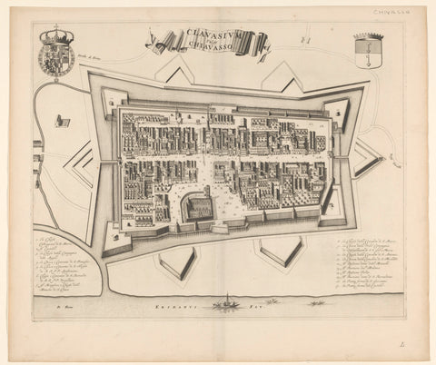 Map of Chivasso, anonymous, inherit Johannes Blaeu (possibly), 1682 - 1697 Canvas Print