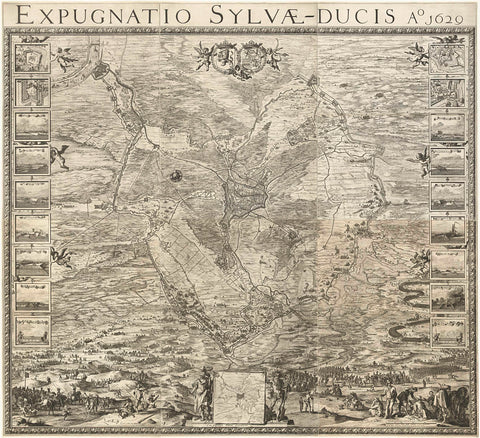 Large map of the siege of Den Bosch by Frederik Hendrik, 1629, Balthasar Florisz. van Berckenrode, 1629 Canvas Print