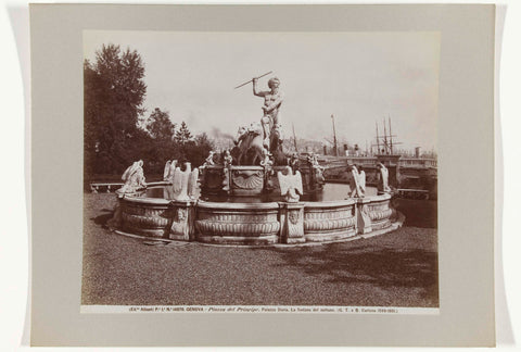 Fountain with Neptune in Piazza del Principe, Genoa, Fratelli Alinari, 1898 Canvas Print