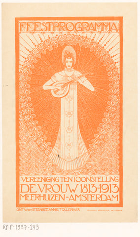 Design for an advertisement for the party program of the exhibition 'De Vrouw 1813-1913' in Amsterdam, Annie Ermeling, 1913 Canvas Print