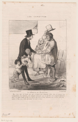 Election candidate in conversation with voters, Honoré Daumier, 1844 Canvas Print