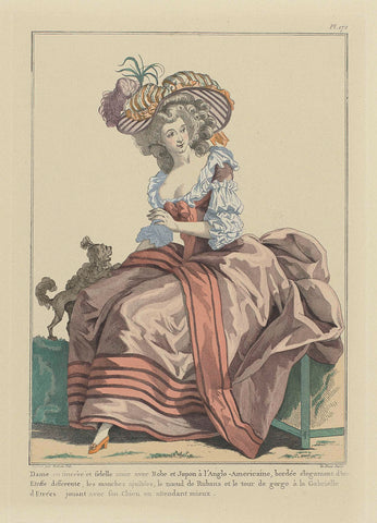 Gallerie des Modes et Costumes Français, Pl. 172, kopie naar 1784, vv.254: Dame en sincère et fidèle ami (...), Pierre Adrien Le Beau, 1911 - 1912 Canvas Print