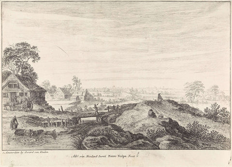 Landscape with farms, Pieter Nolpe, 1688 - 1727 Canvas Print