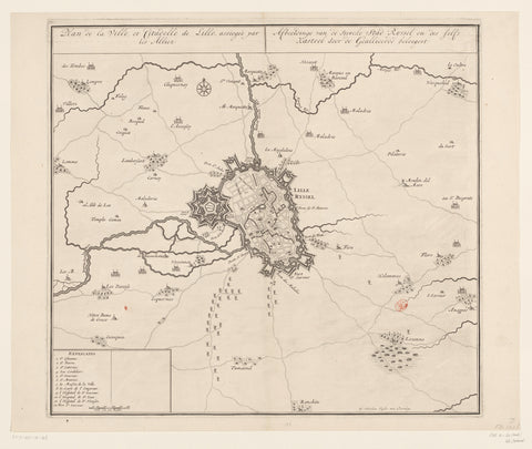 Map of the Siege of Lille, 1708, anonymous, 1708 Canvas Print