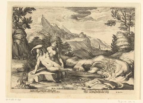 Salmacis en Hermaphroditus, Hendrick Goltzius (workshop of), 1615 Canvas Print