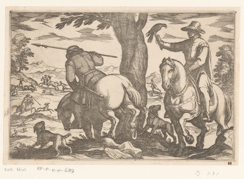 Hunt with falcons on deer, Antonio Tempesta, 1595 Canvas Print