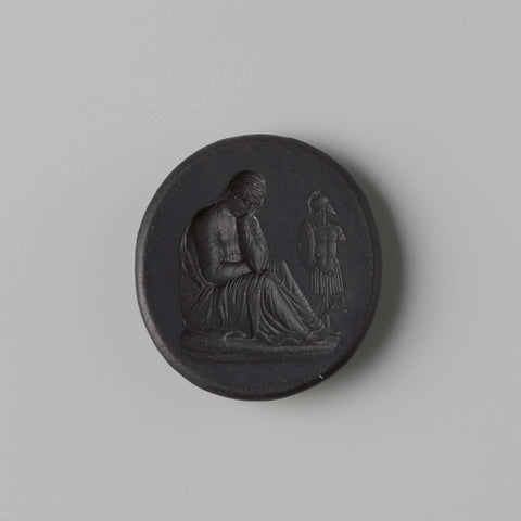 Black stoneware seal stamp depicting a grieving county from the Wedgwood and Bentley factory, Wedgwood & Bentley, 1788 Canvas Print