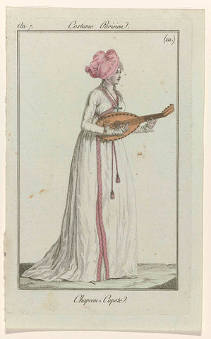 Journal des Dames et des Modes, Costume Parisien, 8 June 1799, Year 7 (111) : Chapeau - Capote, anonymous, 1799 Canvas Print