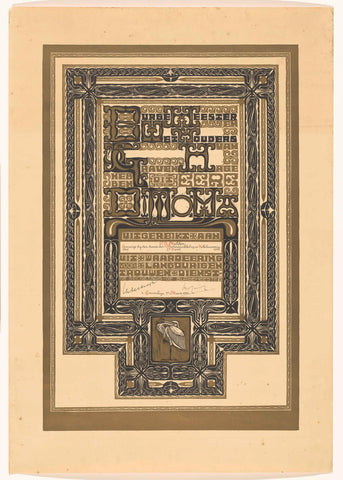 Diploma at 25th anniversary of office, 1931, Chris Lebeau, 1880 - 1931 Canvas Print