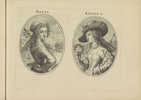 Silvia and Aminta, Crispijn van de Passe (II), 1640 Canvas Print