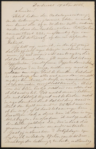 Letter to Jan Veth, M.C. Lebret, 1886 Canvas Print