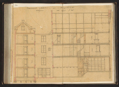 Section of a rear and front building, Willem Springer Jr., c. 1864 Canvas Print