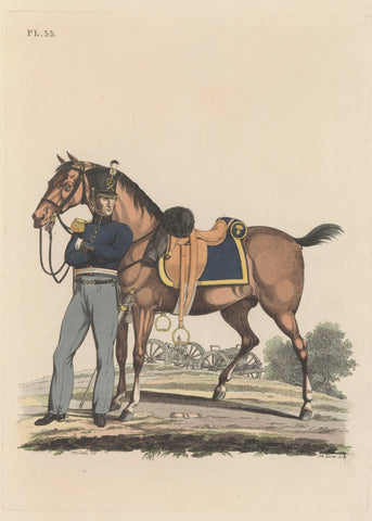 Officer (Captain) of field artillery, with rigged riding horse, Joannes Bemme, 1826 Canvas Print