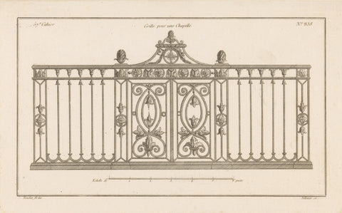 Fence with floral motifs and pine cones, Jean Pelletier, 1772 - 1779 Canvas Print