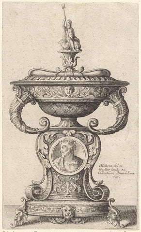 Ornamental dish with Neptune, Wenceslaus Hollar, 1646 Canvas Print