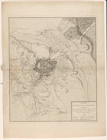 Map of Bergen (Mons) and its surroundings, anonymous, 1744 Canvas Print