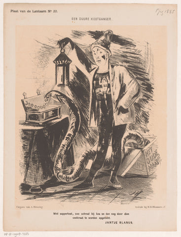 Cartoon on the departure of Jan Blanus, Jan Holswilder, 1885 Canvas Print