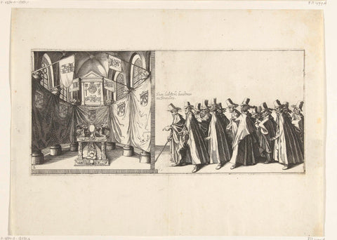 The grave in the church and the head of the funeral procession (plate 2), 1623, Simon Frisius, 1624 Canvas Print