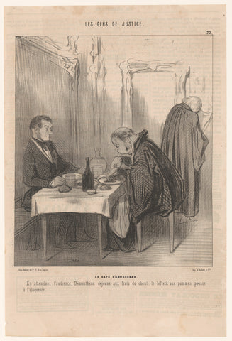 Lawyer eats in restaurant at expense of its client, Honoré Daumier, 1846 Canvas Print