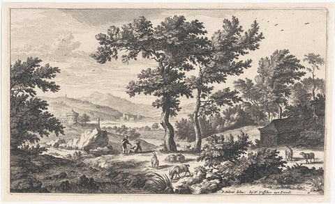 Sheep herd in an open landscape, Willem Swidde, c. 1676 - after 1688 Canvas Print