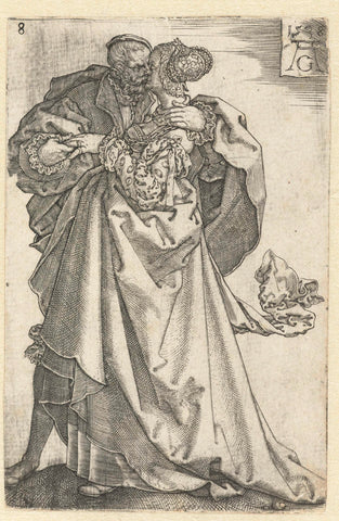 Kussend paar, Heinrich Aldegrever, 1538 Canvas Print