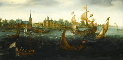 Ships off IJsselmonde, Aert Anthonisz., 1617 Canvas Print