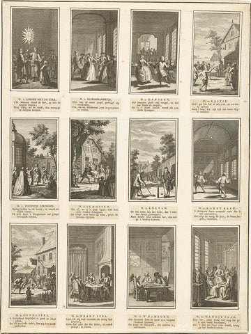 Twelve Dutch games, c. 1750, Jan Caspar Philips (attributed to), 1740 - 1760 Canvas Print