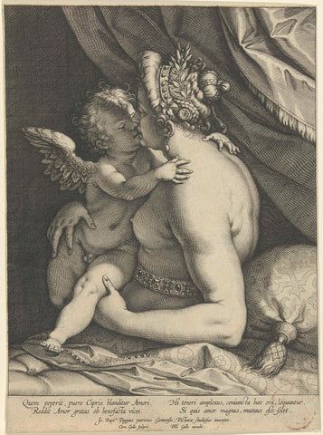 Venus coast Amor, Cornelis Galle (I), 1586 - 1612 Canvas Print