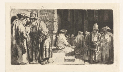 Jews in the synagogue, Rembrandt van Rijn, 1850 - 1906 Canvas Print