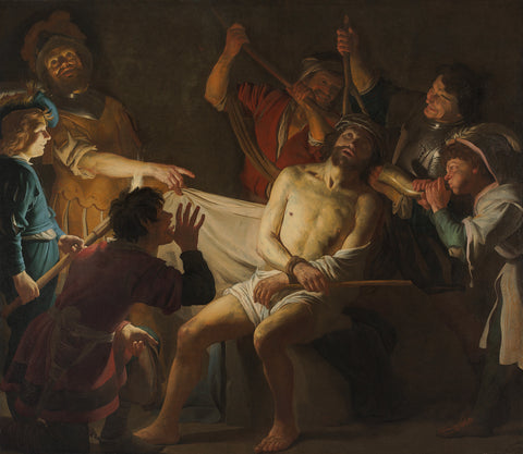 Christ crowned with Thorns (Matthew 27:27-31), Gerard van Honthorst, c. 1622 Canvas Print