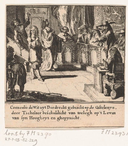 Cornelis de Witt accused of conspiracy against the life of the prince, 1672, Romeyn de Hooghe, 1675 Canvas Print