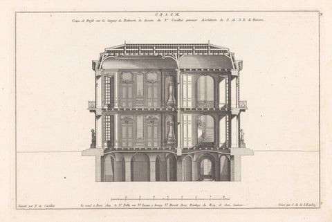 Cross-section of country house, Carl Albert von Lespilliez, 1745 Canvas Print