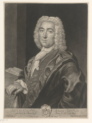 Portrait of Johann Andreas Bartels, Bernhard Vogel, 1736 Canvas Print