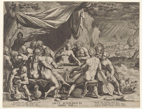 The Sinful Humanity Before the Flood, Johann Sadeler (I), 1601 - 1636 Canvas Print