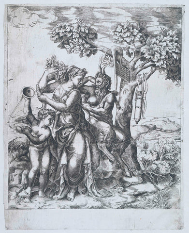 Pan, Pomona en Amor, anonymous (possibly), 1561 Canvas Print