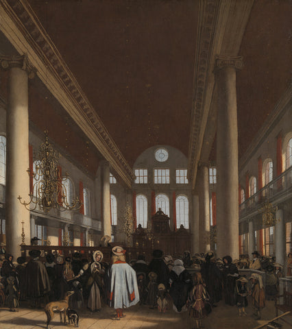 Interior of the Portuguese Synagogue in Amsterdam, Emanuel de Witte, 1680 Canvas Print